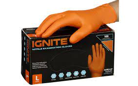 GUANTI MONOUSO IGNITE ARANCIONE,  NITRILE XL - 90 PEZZI