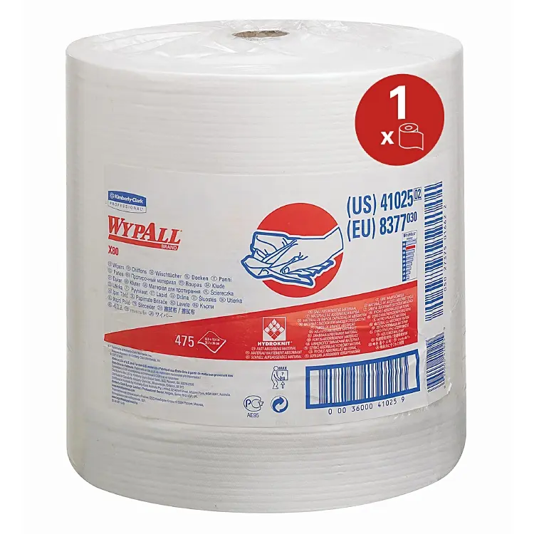 Wischtücher Wypall X80 Grossrolle 31.5 cm 1-lagig weiss 475 Coupons