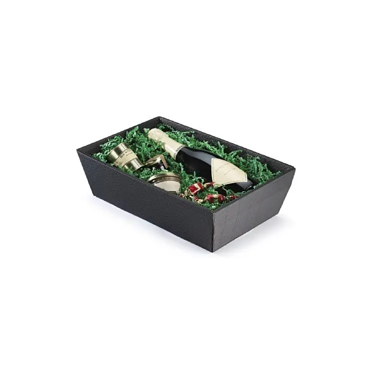 Geschenkkorb Wellpappe schwarz viereckig, konisch öffnend