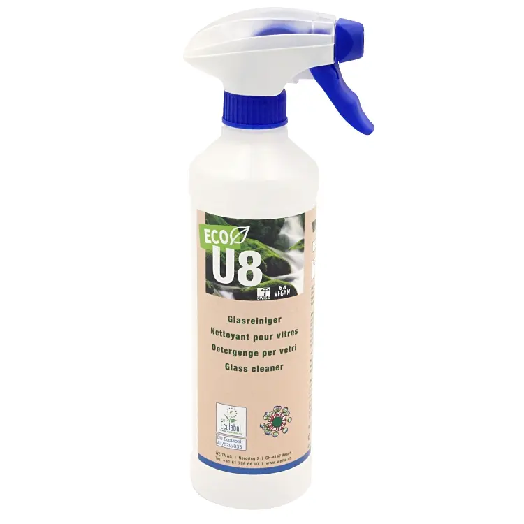 U8 ECO Glasreiniger für Glas, und Spiegel. rasch trocknend, in verschiedenen Grössen