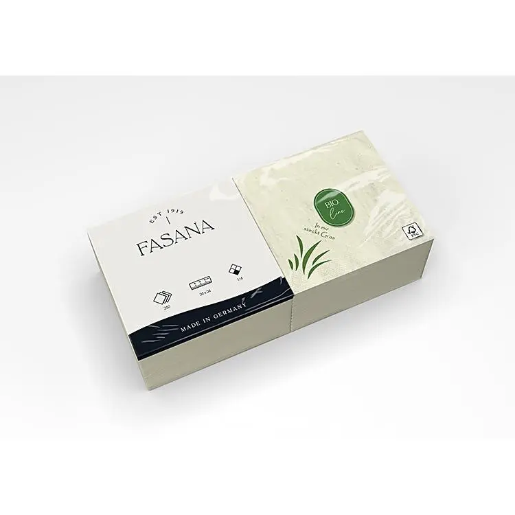 Servietten Fasana Bio Line aus Mix mit Grasanteil, 24x24cm, 1/4 Falz, 2-lagig