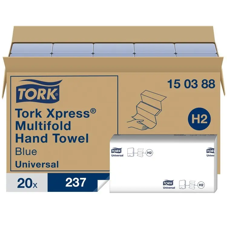Papierhandtücher Tork Xpress Universal H2 blau Multifold kurz 2-lagig