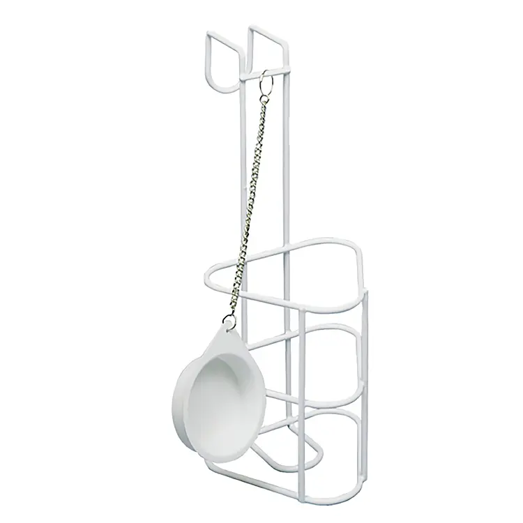 Urinflaschenhalter mit Deckel und Kette für eckige Urinflaschen, weiss