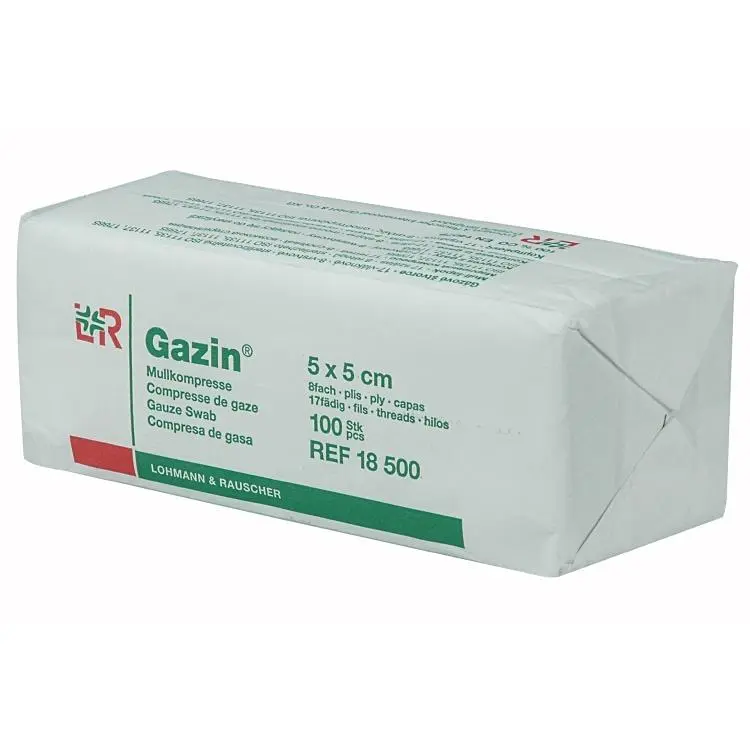 Mullkompressen Gazin® unsteril 5.0 x 5.0 cm 8-fach 17-fädig ohne RK 100 Stk.
