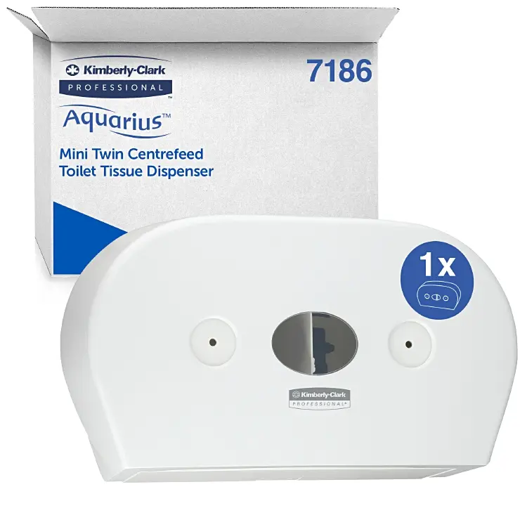 Toilettenpapierspender Aquarius Jumbo, weiss mit Zentralentnahme für 2 Rollen