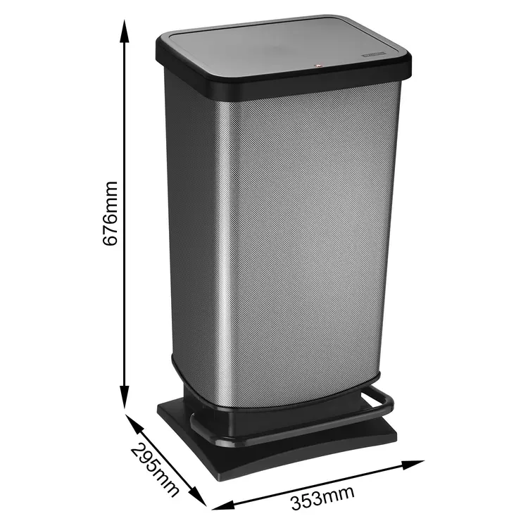 Treteimer 40L PASO kubisch, inkl. Deckel LxBxH: 353x295x676mm
