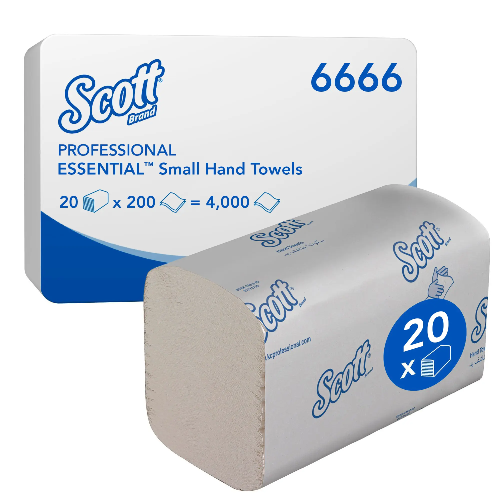 Papierhandtücher Scott V-Falz weiss, 22.5 x 23cm, gef. 11.5cm, Krt à 20 x 200=4000 Tücher