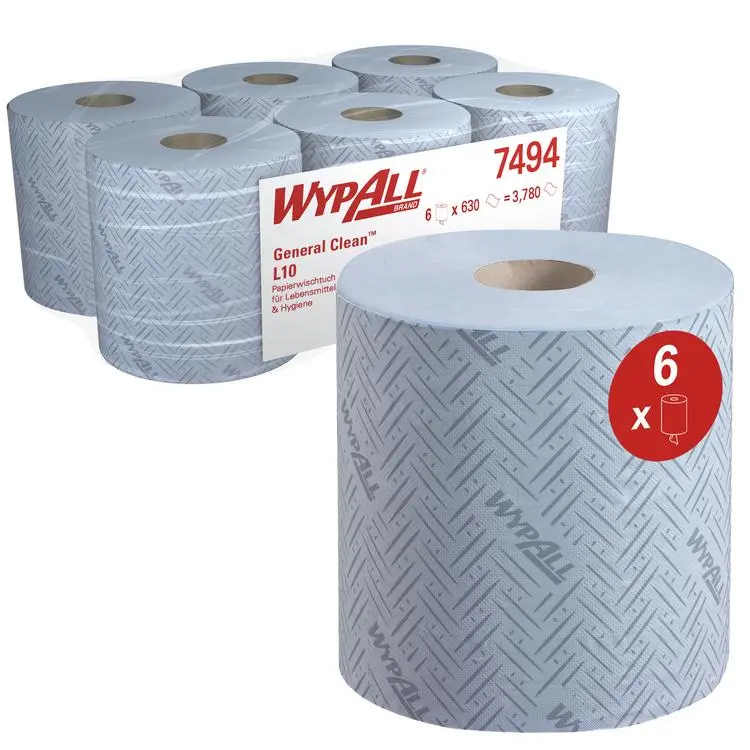 Einmal-Wischtücher Wypall L10 EXTRA Zentralentnahme RCS 1-lagig blau