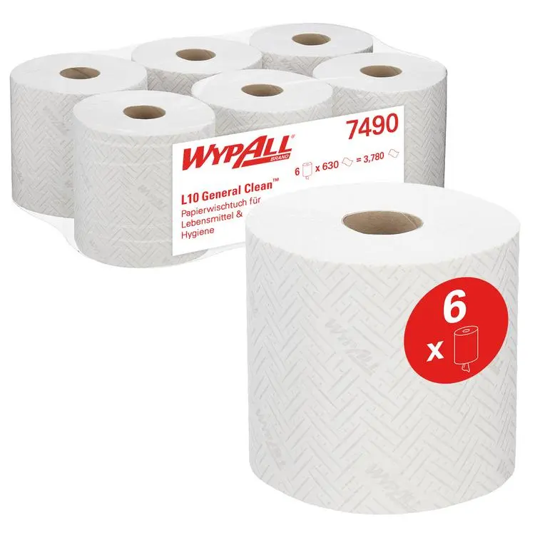 Einmal-Wischtücher Wypall L10 EXTRA Zentralentnahme RCS 1-lagig weiss 630 Coupons