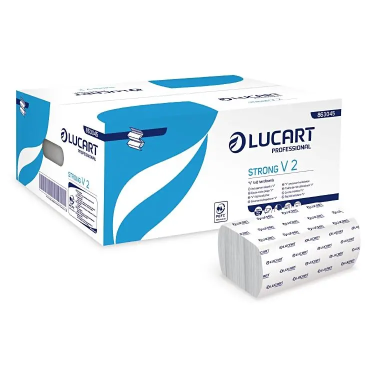 Papierhandtuch Strong V 2 Lucart 21.8 x 21cm aus Zellstoff weiss, Karton à 3800 Stück
