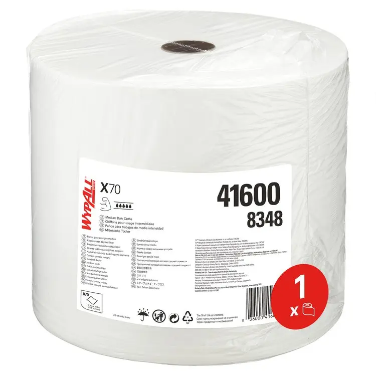 WypAll® X70 Wischtücher weiss Grossrolle à 870 Tücher, 1-lagig, HYDROKNIT™