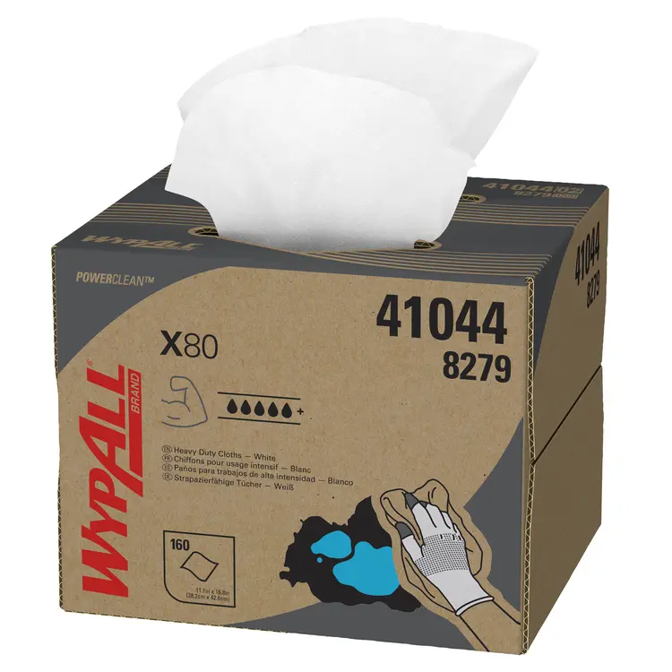 WypAll® X80 PowerClean weiss 1lg, 42.6 x 28.2cm, HYDROKNIT Dispenser à 160 Tücher