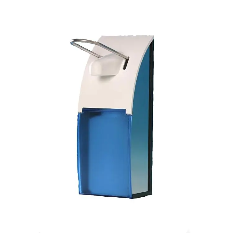 Spender 500ml transparent blau aus Kunststoff und Chromstahl