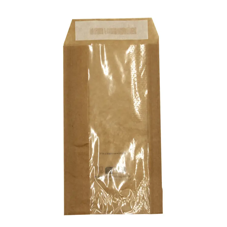 Sandwichbeutel aus Papier braun mit Sichtfenster, fettdicht, 260x140x35mm, Pack à 100 Stk.