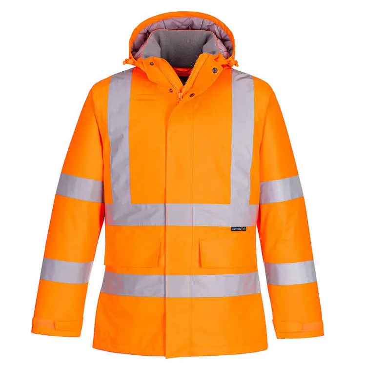 Warnschutz Winterjacke EC60 orange mit Reflexstreifen silber, PU-beschichtet