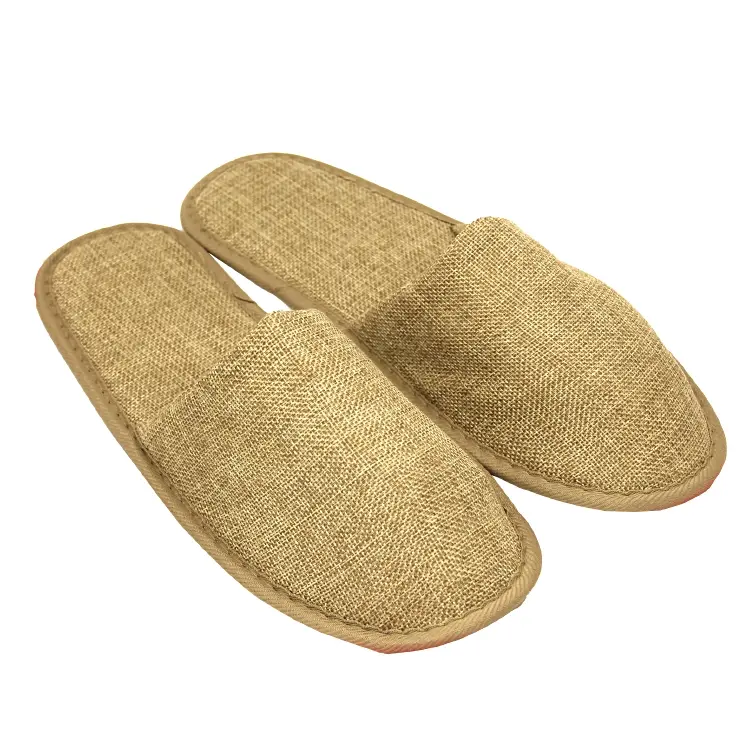 ECO - Slipper Leinen braun, geschlossen