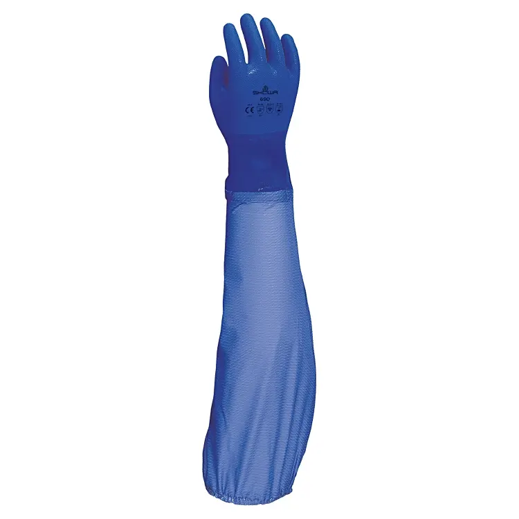 Schutzhandschuh mit Stulpe Showa 690 aus PVC blau, L / XL , 65 cm lang