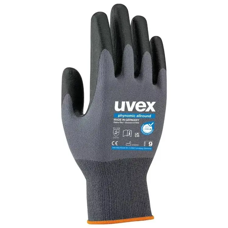 Arbeitshandschuh uvex phynomic allround, Nylon/Polymerschaum, grau/schwarz