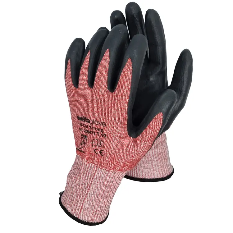 HANDSCHUHE WEITAGLOVE W-CUT STRONG HPPE Strickhandschuh rot mit schwarzer Beschichtung