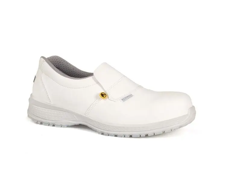 S2 Sicherheits-Halbschuh Giasco POLO weiss, ESD, SRC aus Microwash, komplett Metallfrei