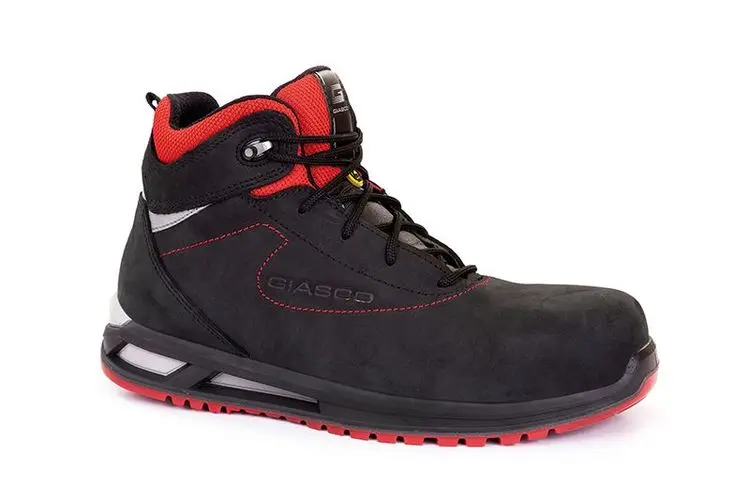 S3L Schnürstiefel KRK Giasco, schwarz/rot aus Nubuk-Volleder IDROTECH