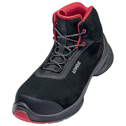 S3 Schnürstiefel Uvex G2 /11SRC aus Mikrovelours rot/schwarz mit x-tended grip Laufsohle