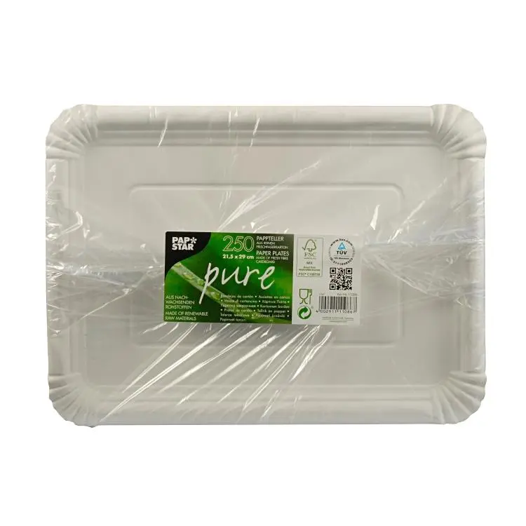 Teller Papstar Pure 21.5 x 29.0 cm 350 g/m2 weiss Karton