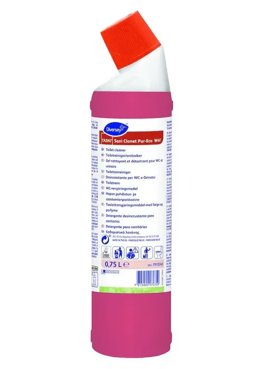 Toilettenreiniger TASKI Sani Clonet PurEco W4f, Flasche à 750 ml / Kanister à 5 Liter