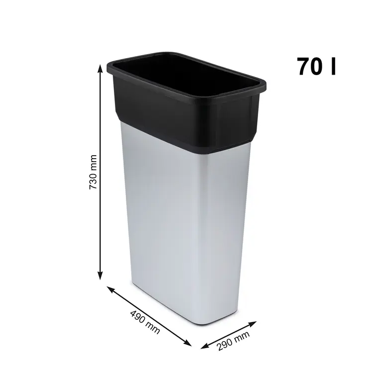 Abfalleimer 55 / 70 L GEO M / L in metalloptik, kubisch ohne Deckel