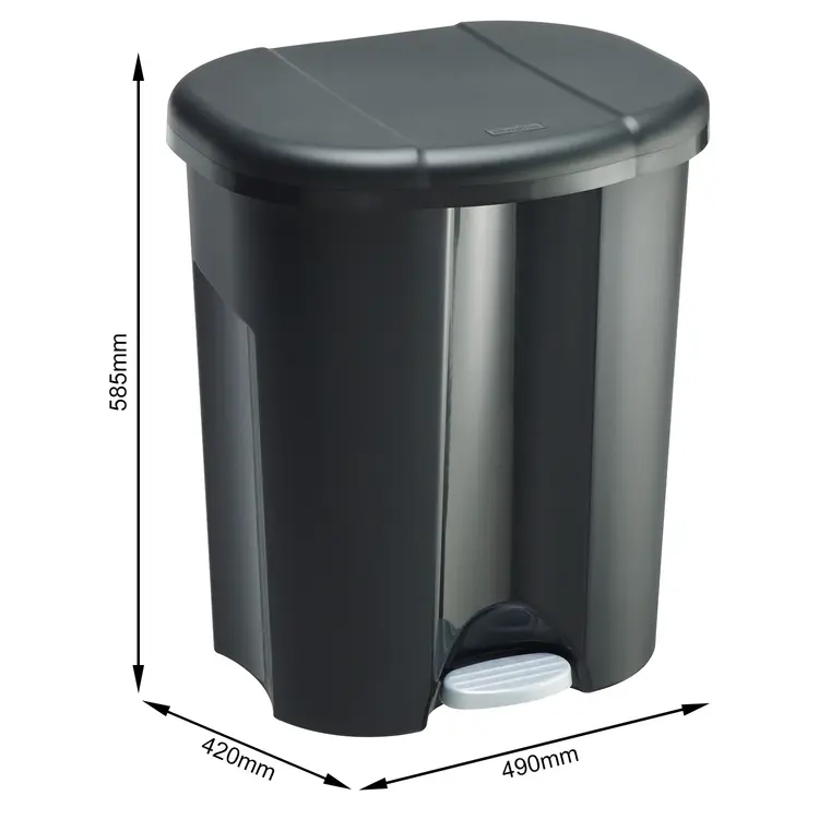 Abfalleimer TRIO mit Trennsystem 1x10L/2x15L schwarz mit Klappdeckel, LxBxH: 490x420x585mm