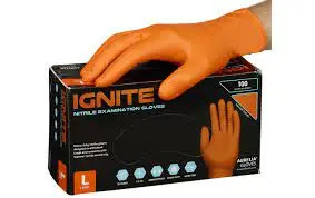 GUANTI MONOUSO IGNITE ARANCIONE,  NITRILE XL - 90 PEZZI
